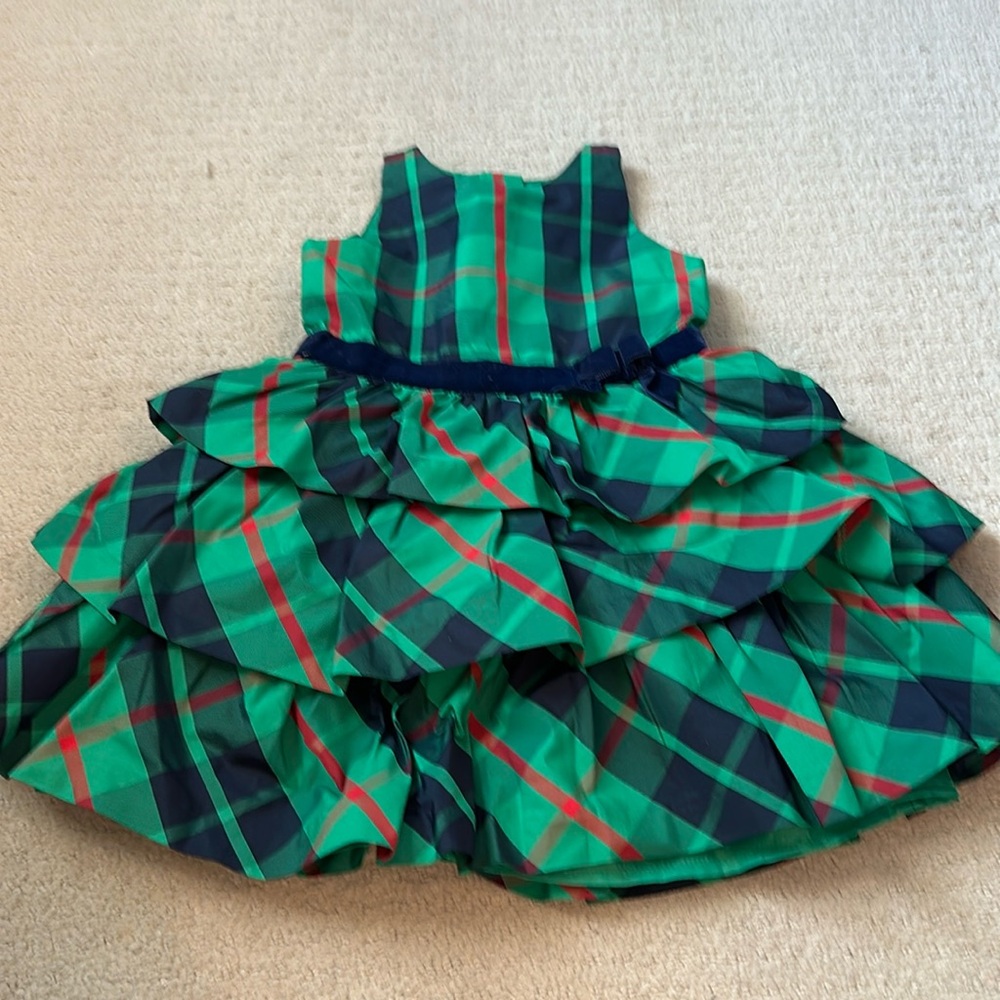 Janie & Jack Baby Girl Special Occasion Holiday Green Plaid Dress Size 18-24mo